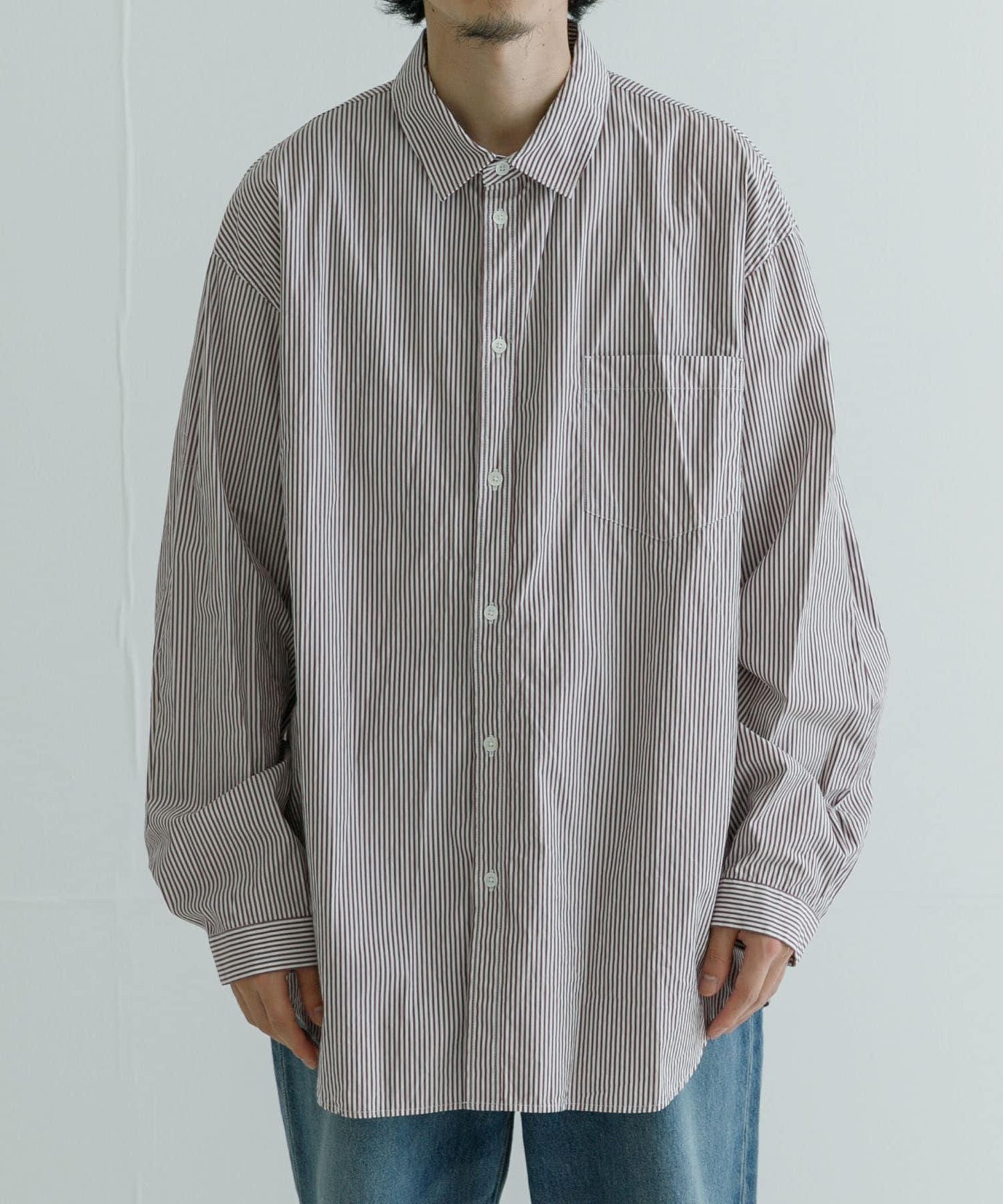ATON GIZA STRIPE WASHED 襯衫