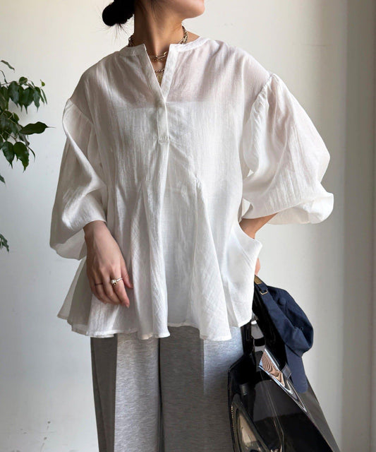 拼接褶皺 女式襯衫