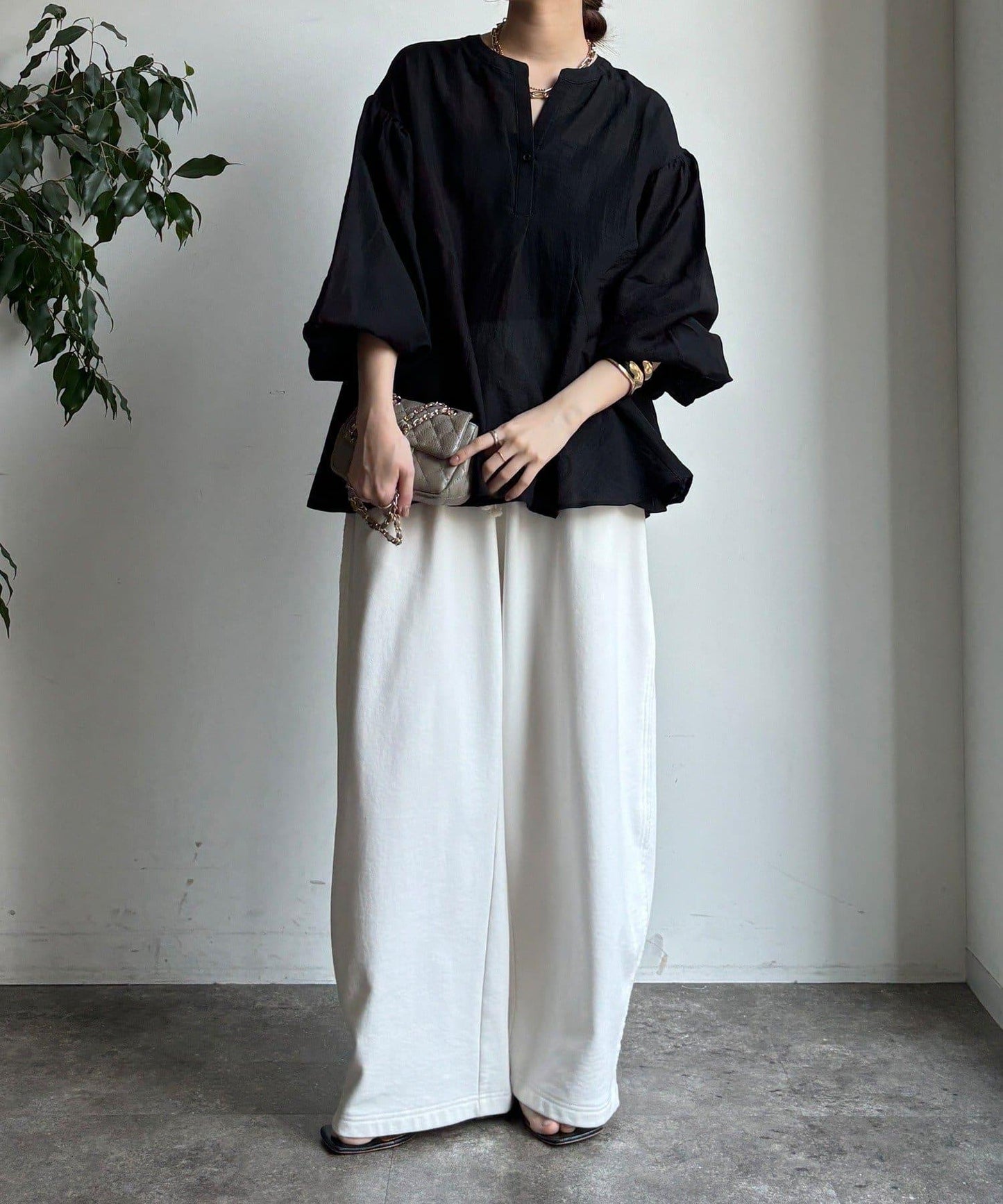 拼接褶皺 女式襯衫