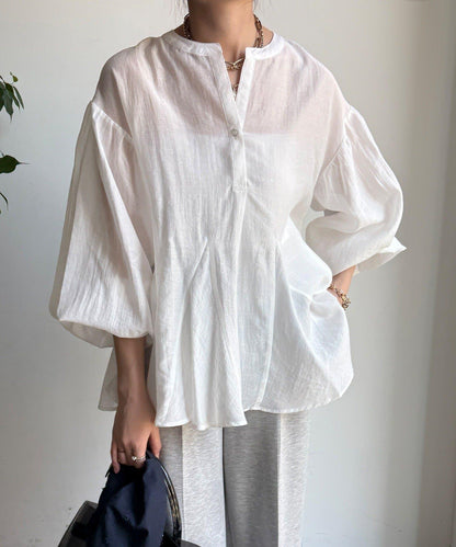 拼接褶皺 女式襯衫