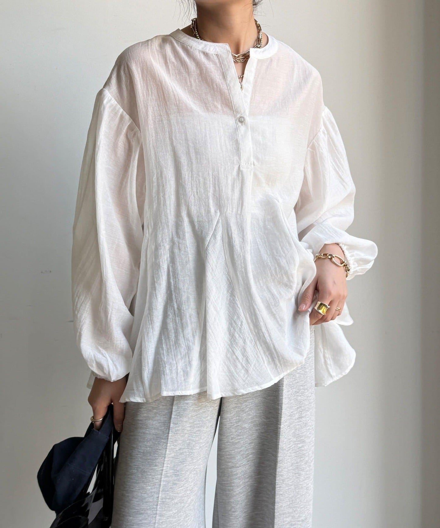 拼接褶皺 女式襯衫