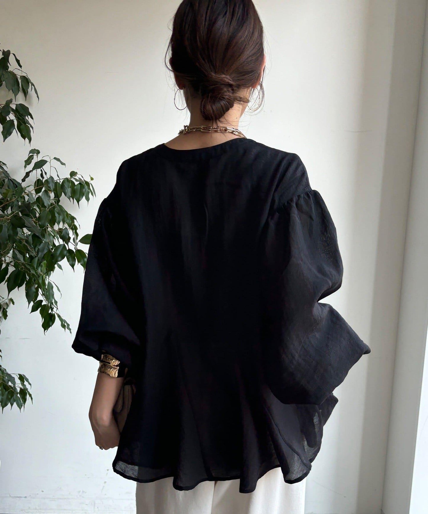 拼接褶皺 女式襯衫