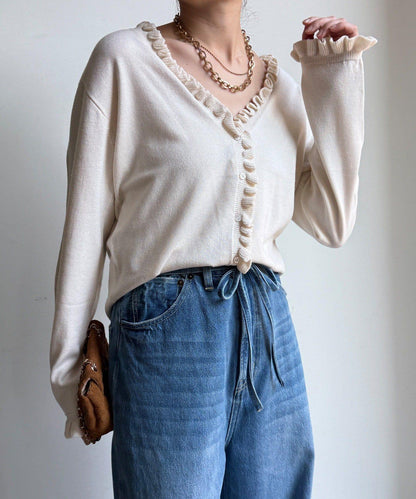 荷葉邊針織開衫