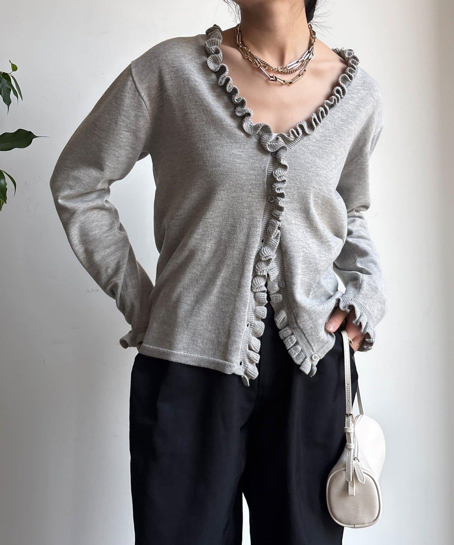 荷葉邊針織開衫