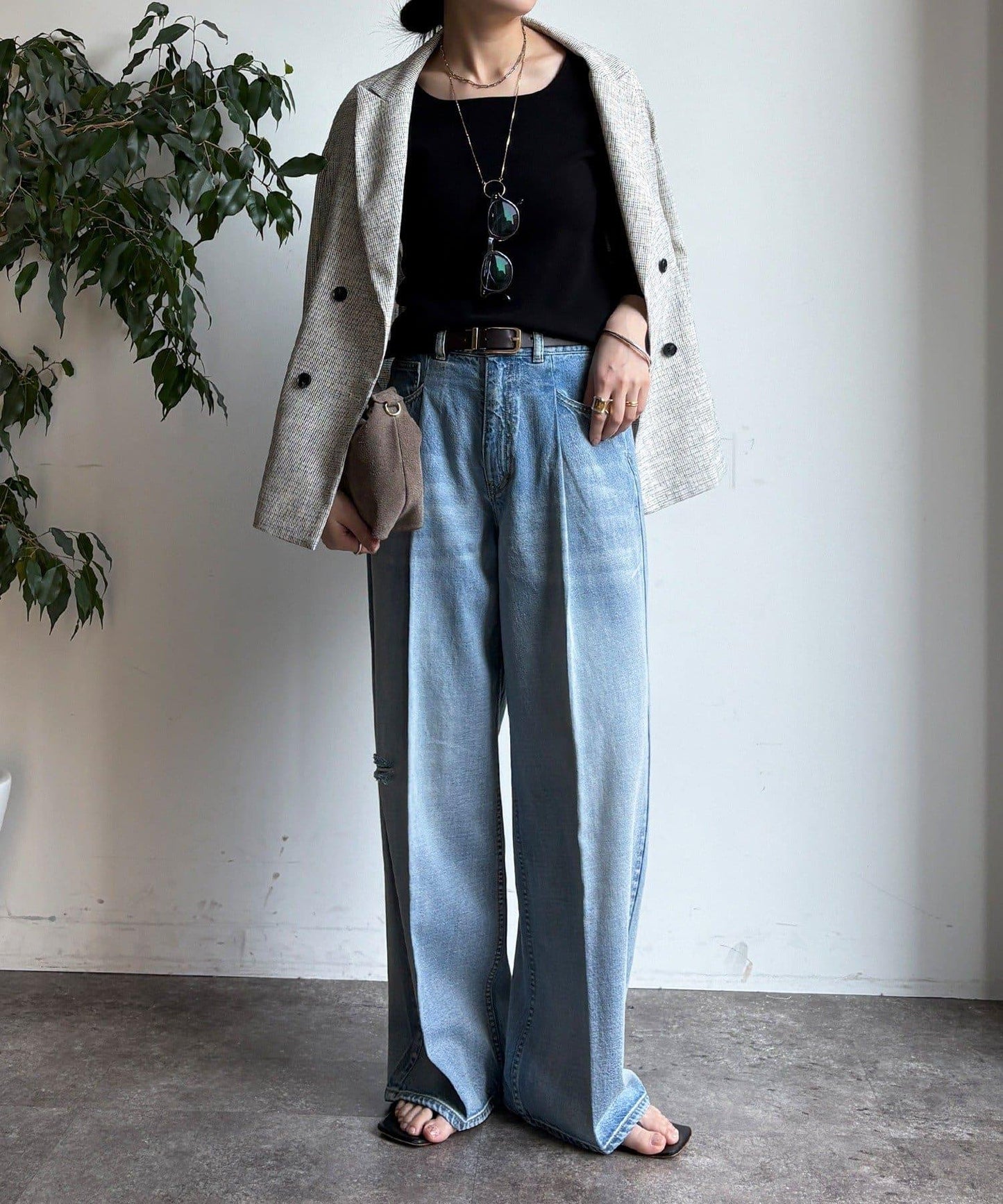 方形領口 針織 長袖 針織套頭衫