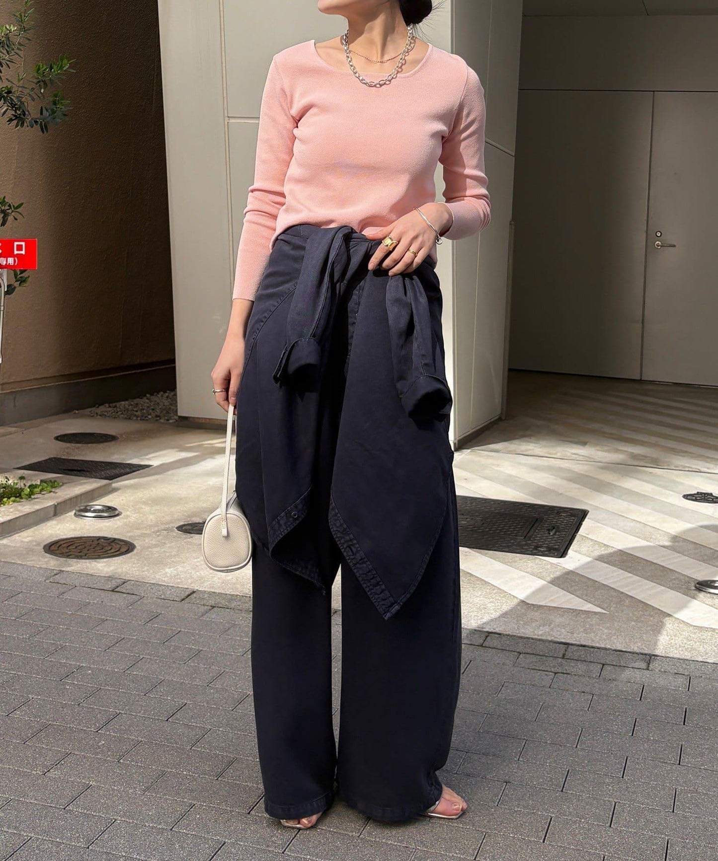 方形領口 針織 長袖 針織套頭衫