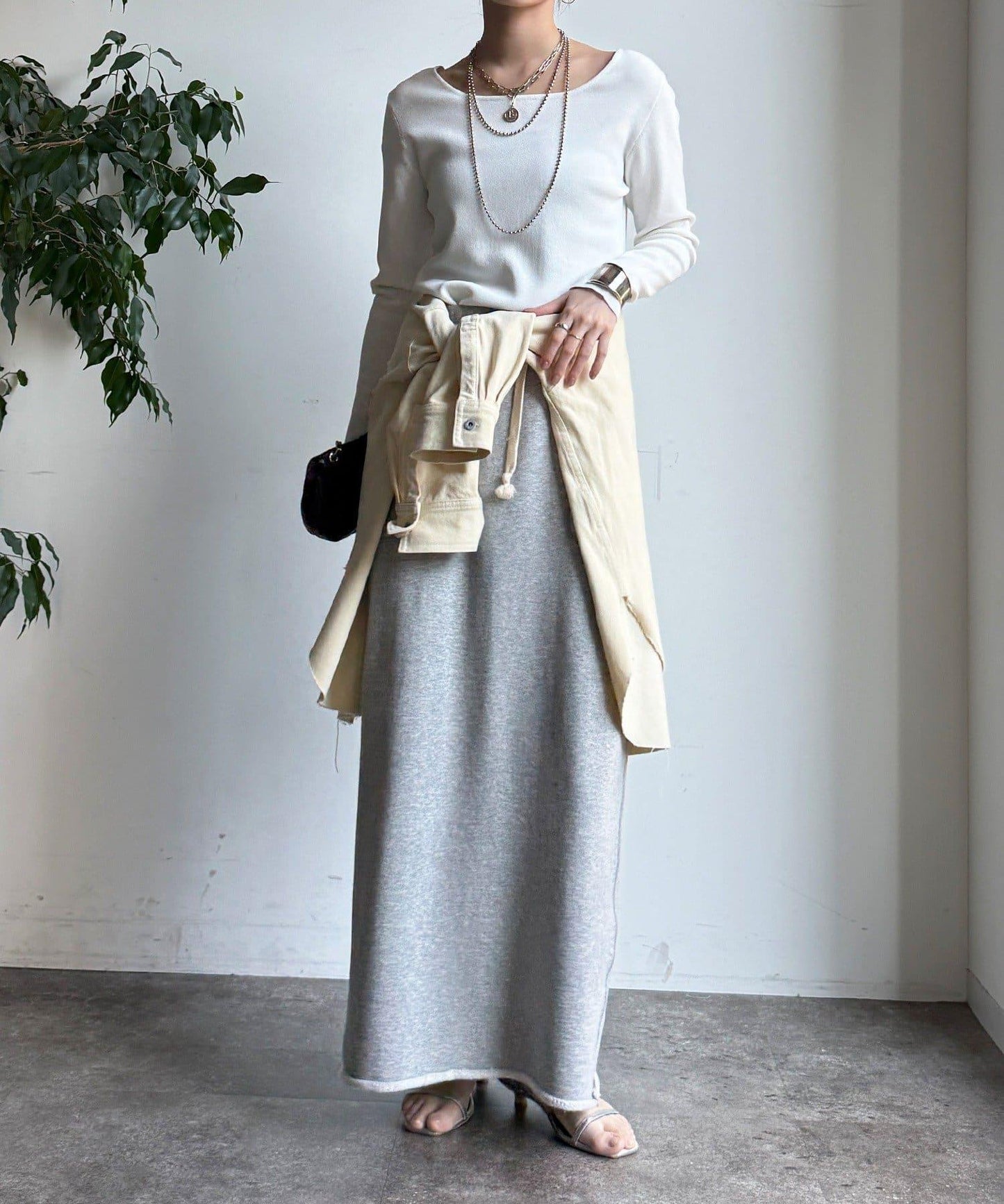 方形領口 針織 長袖 針織套頭衫