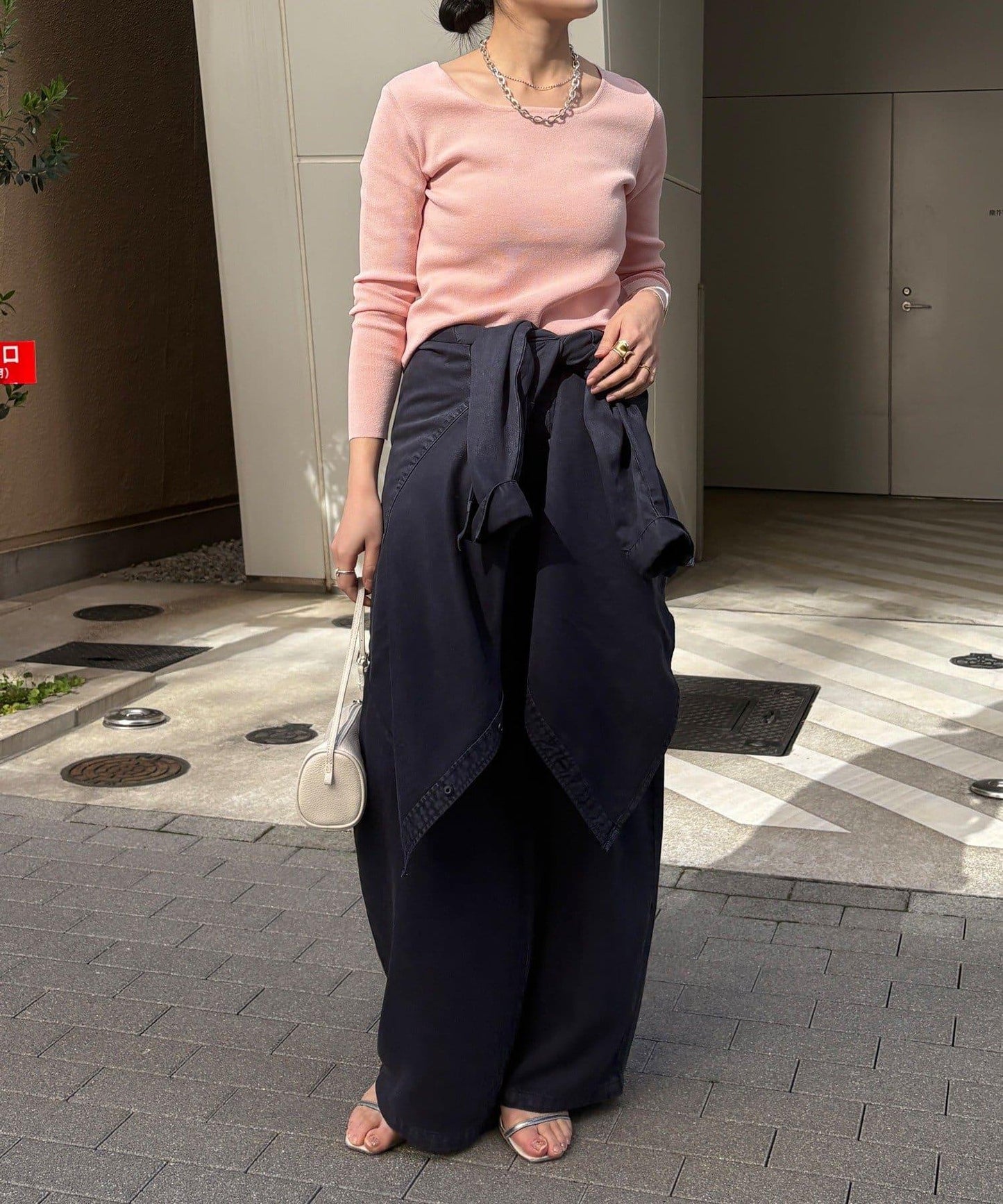 方形領口 針織 長袖 針織套頭衫