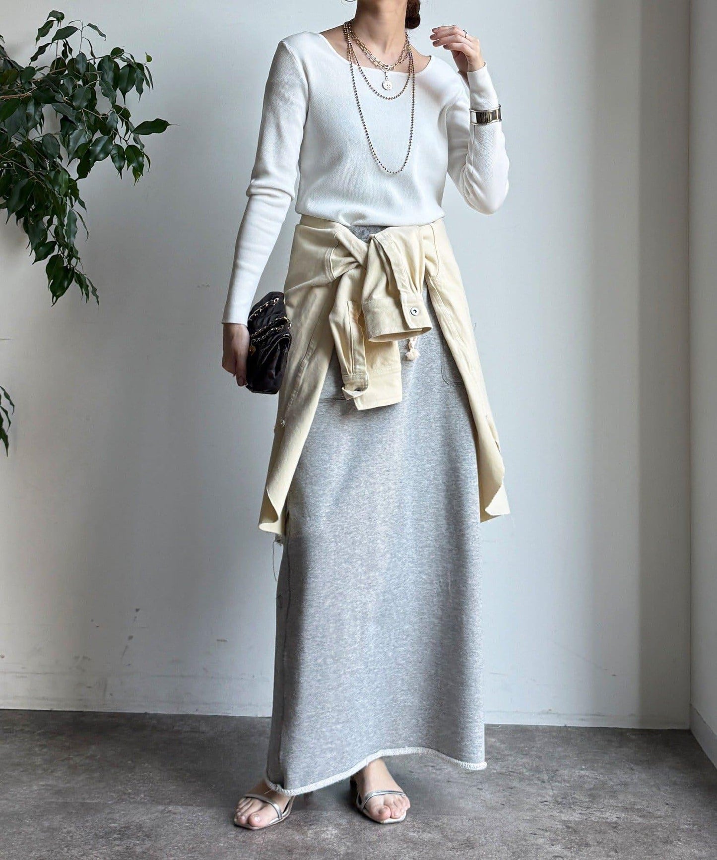 方形領口 針織 長袖 針織套頭衫