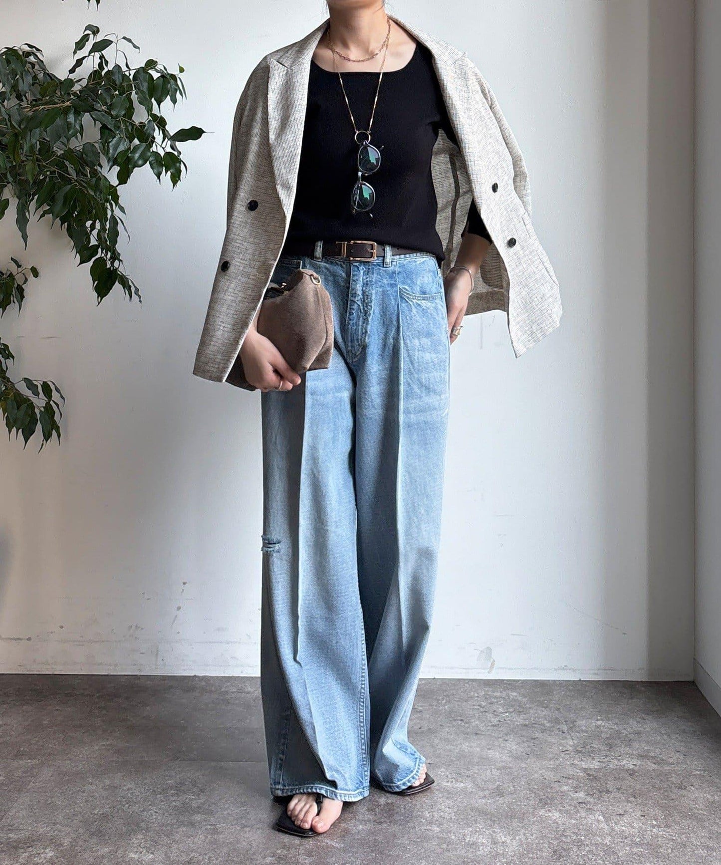 方形領口 針織 長袖 針織套頭衫