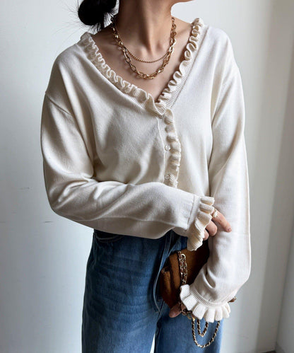 荷葉邊針織開衫