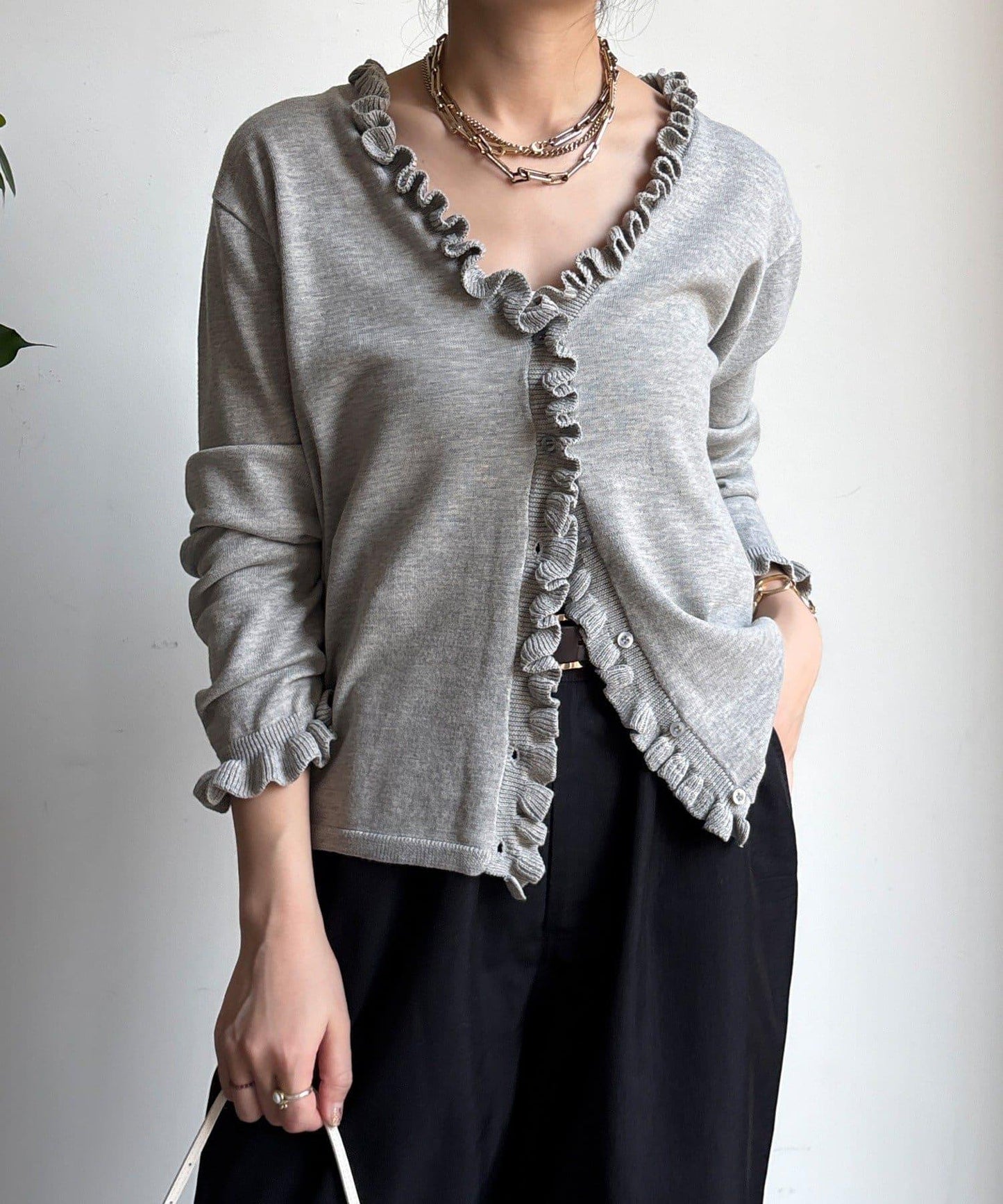 荷葉邊針織開衫