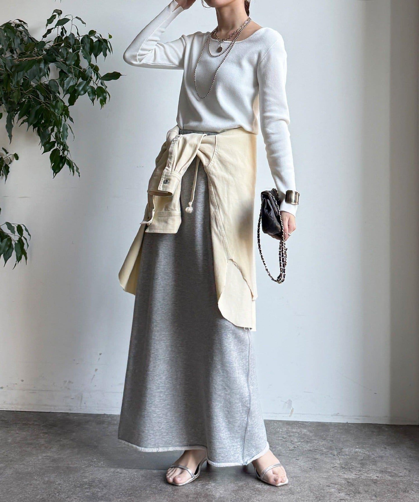 方形領口 針織 長袖 針織套頭衫