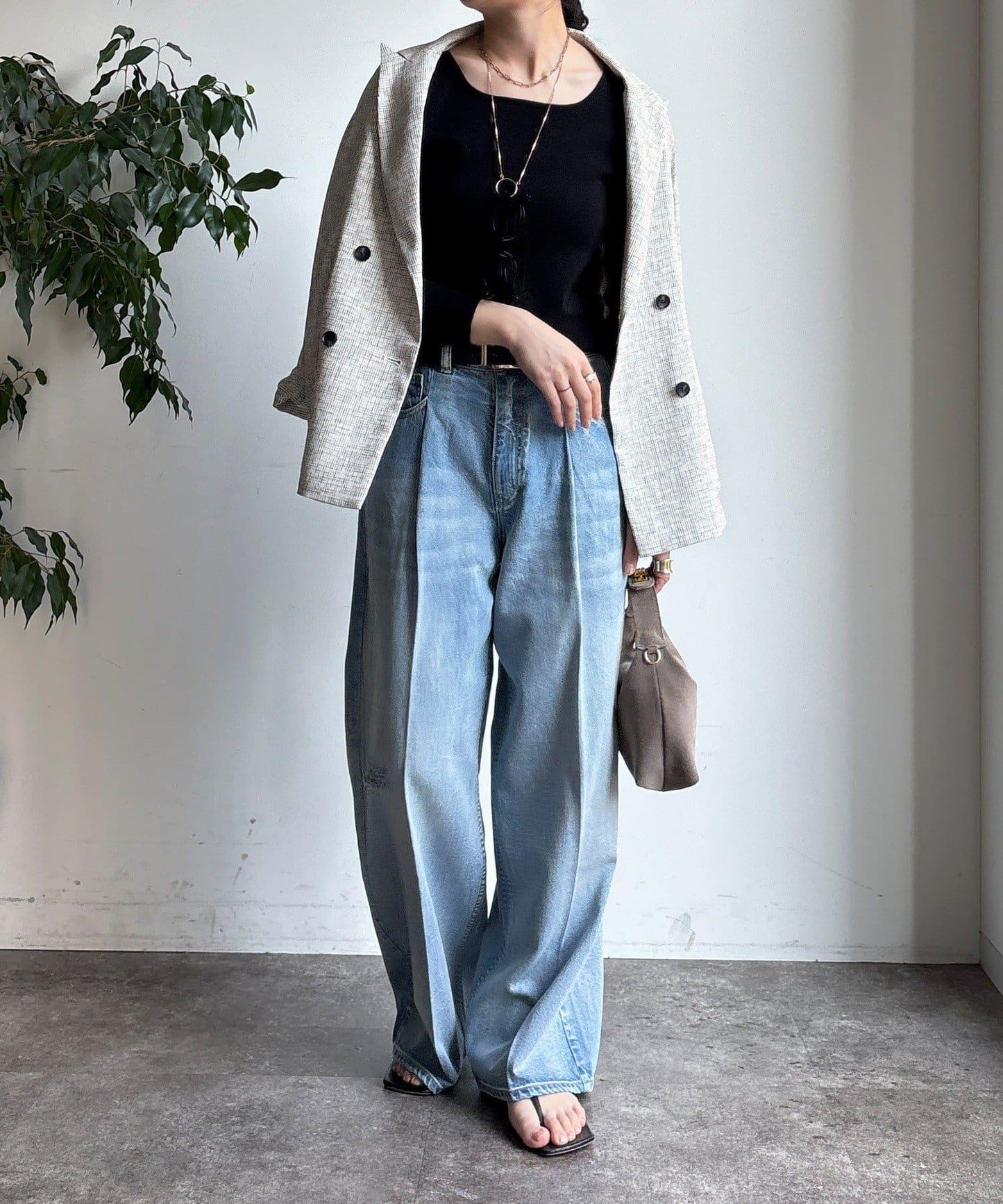 方形領口 針織 長袖 針織套頭衫