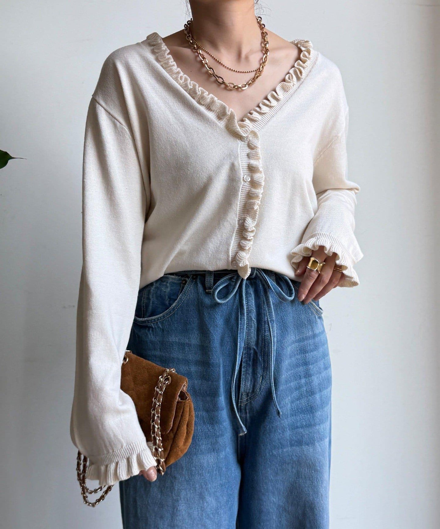 荷葉邊針織開衫