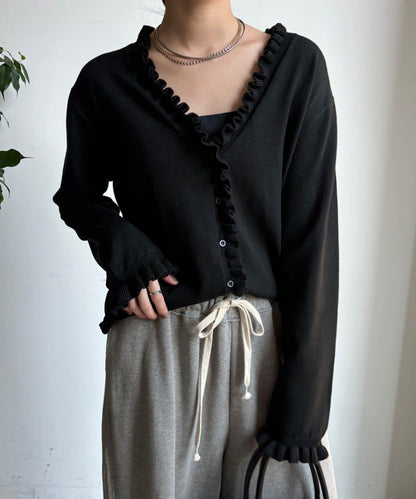 荷葉邊針織開衫