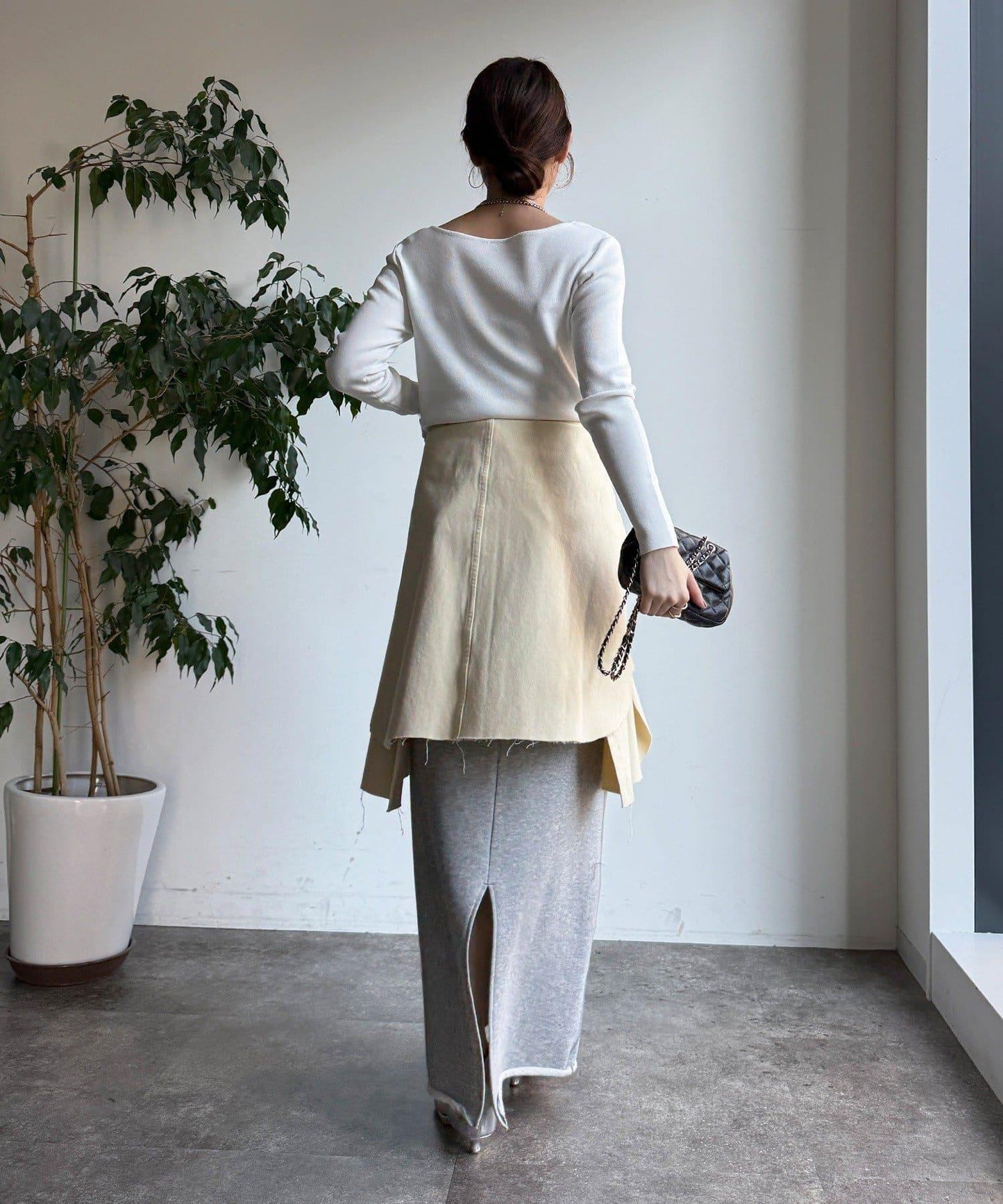 方形領口 針織 長袖 針織套頭衫