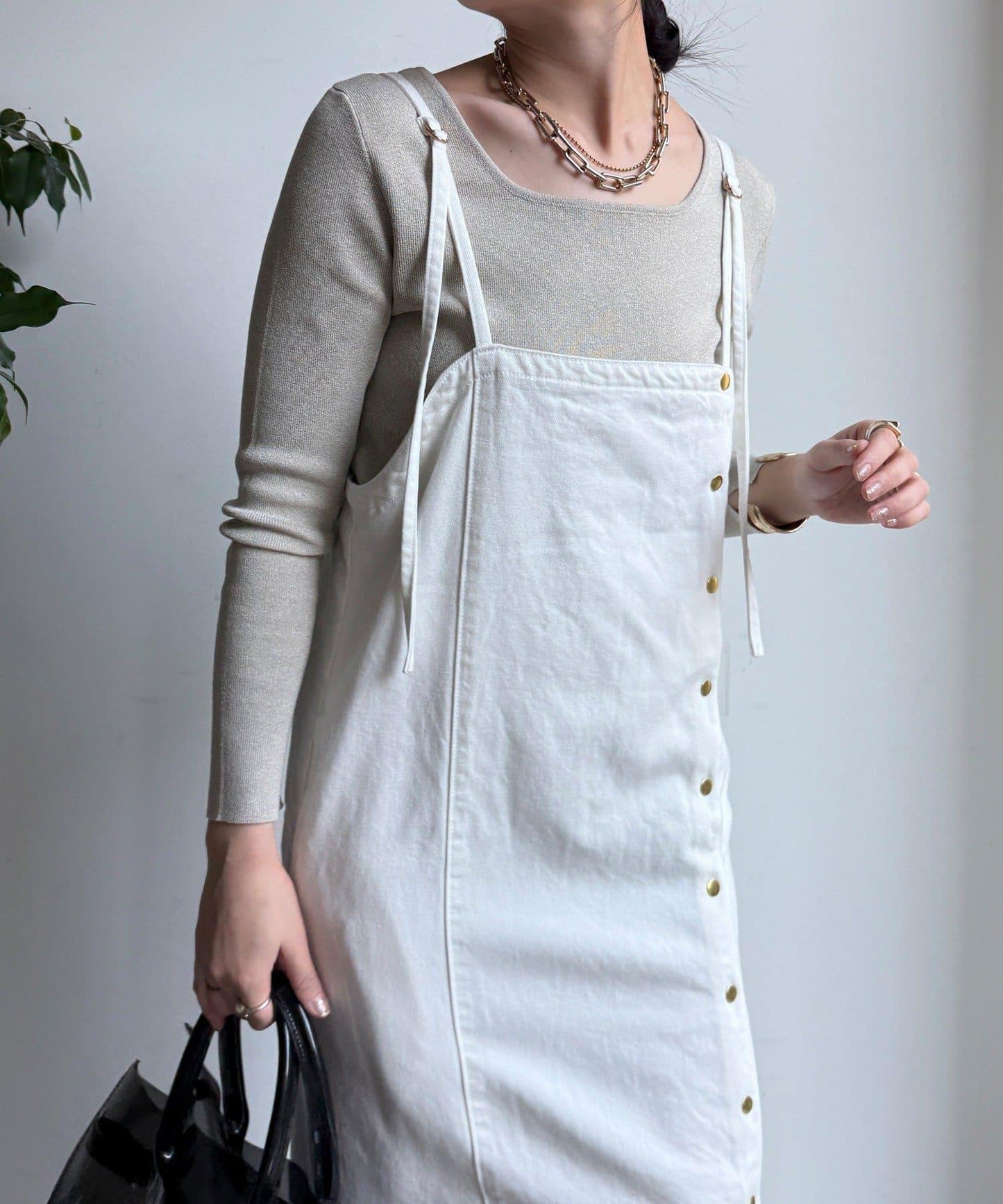 方形領口 針織 長袖 針織套頭衫