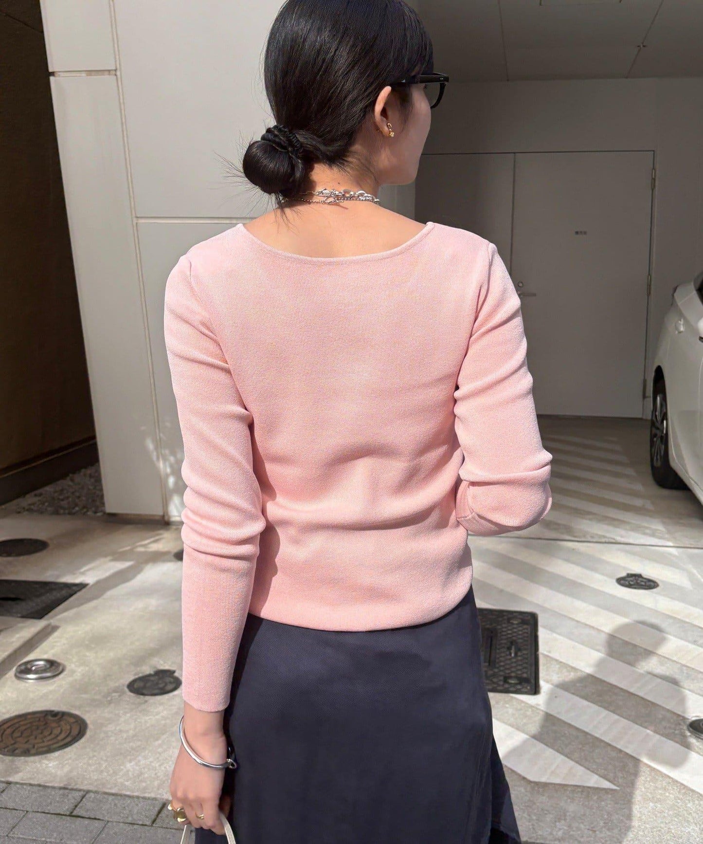 方形領口 針織 長袖 針織套頭衫