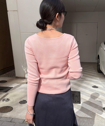 方形領口 針織 長袖 針織套頭衫