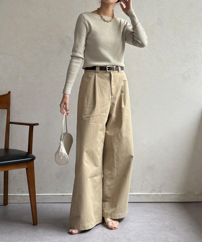 方形領口 針織 長袖 針織套頭衫