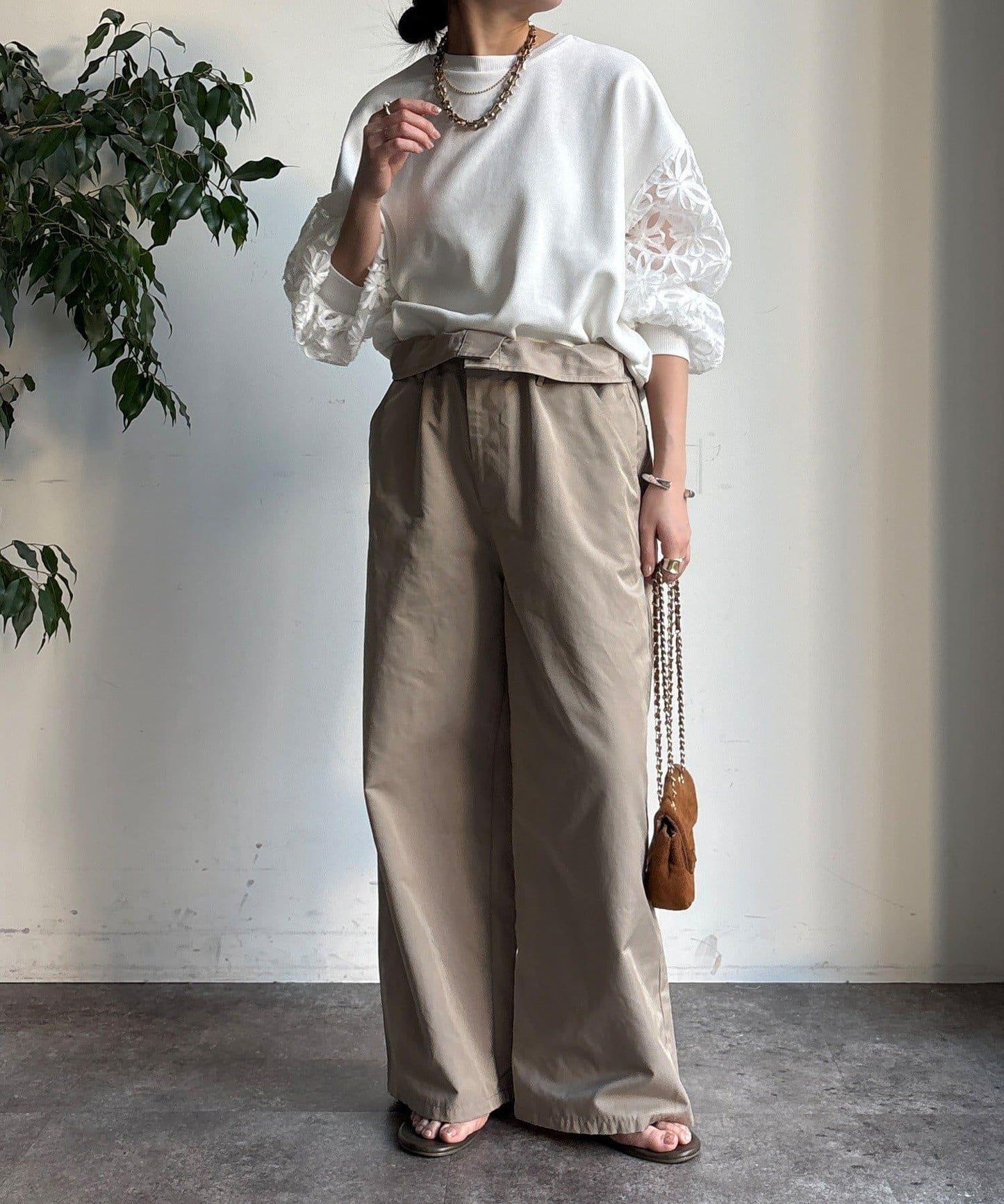 花卉網紗拼接 加絨套頭衛衣（網絡）