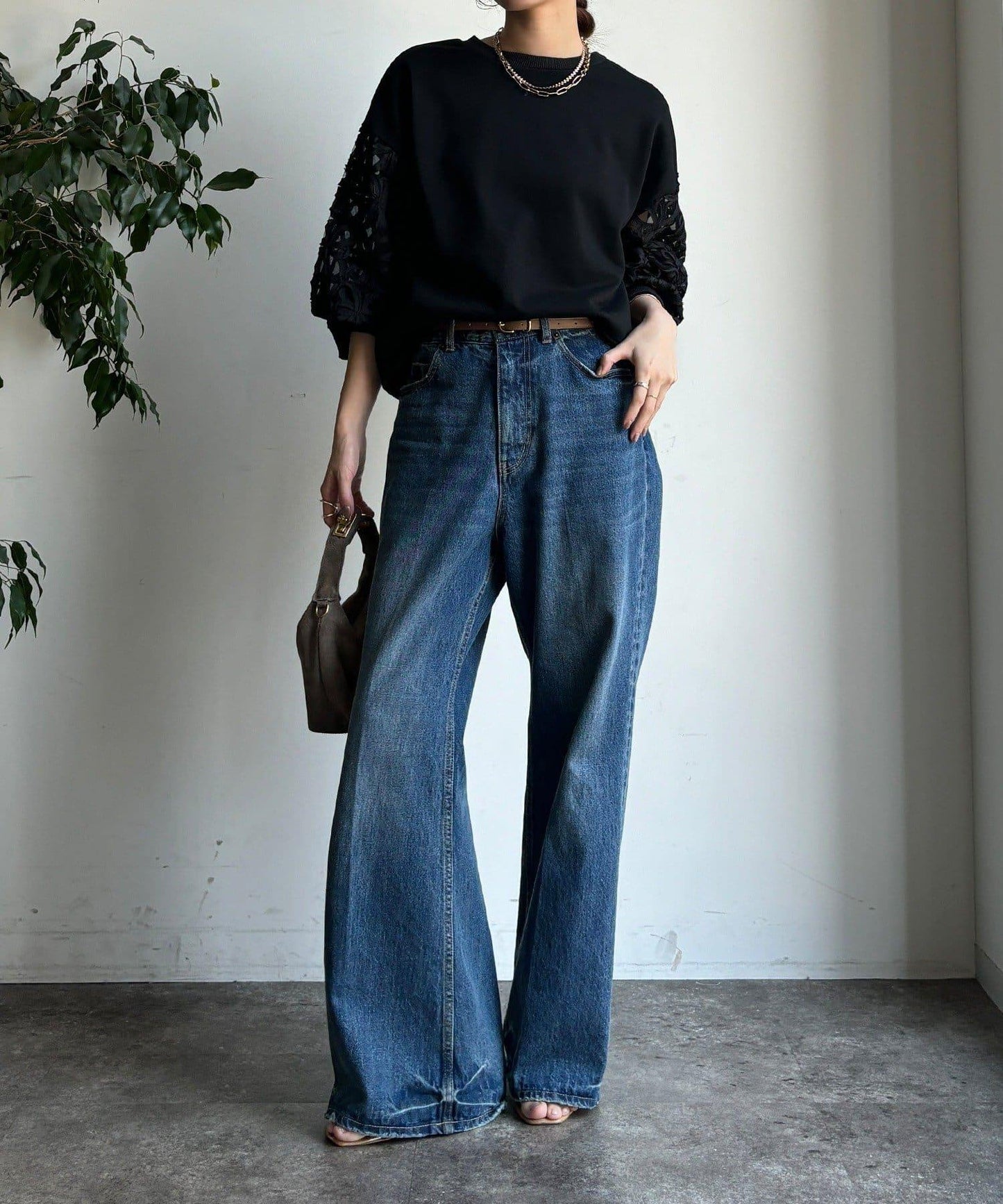 花卉網紗拼接 加絨套頭衛衣（網絡）