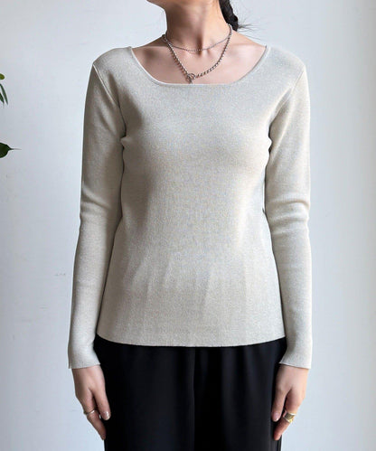 方形領口 針織 長袖 針織套頭衫
