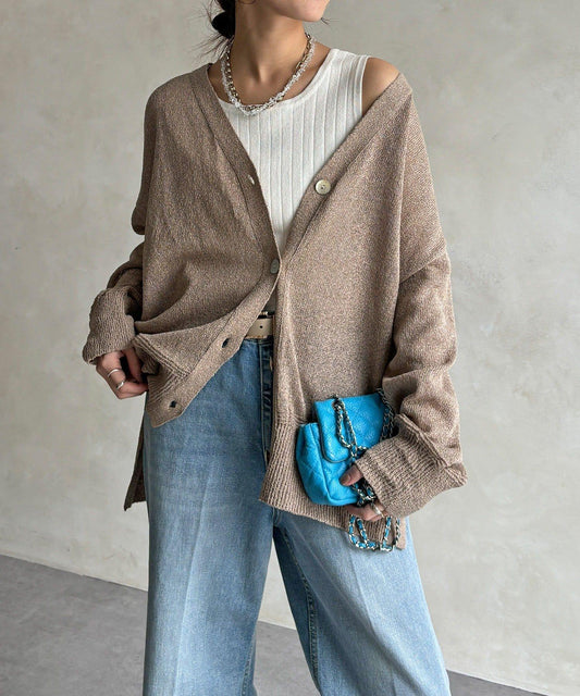 前後兩穿紙紗設計針織開衫（款）