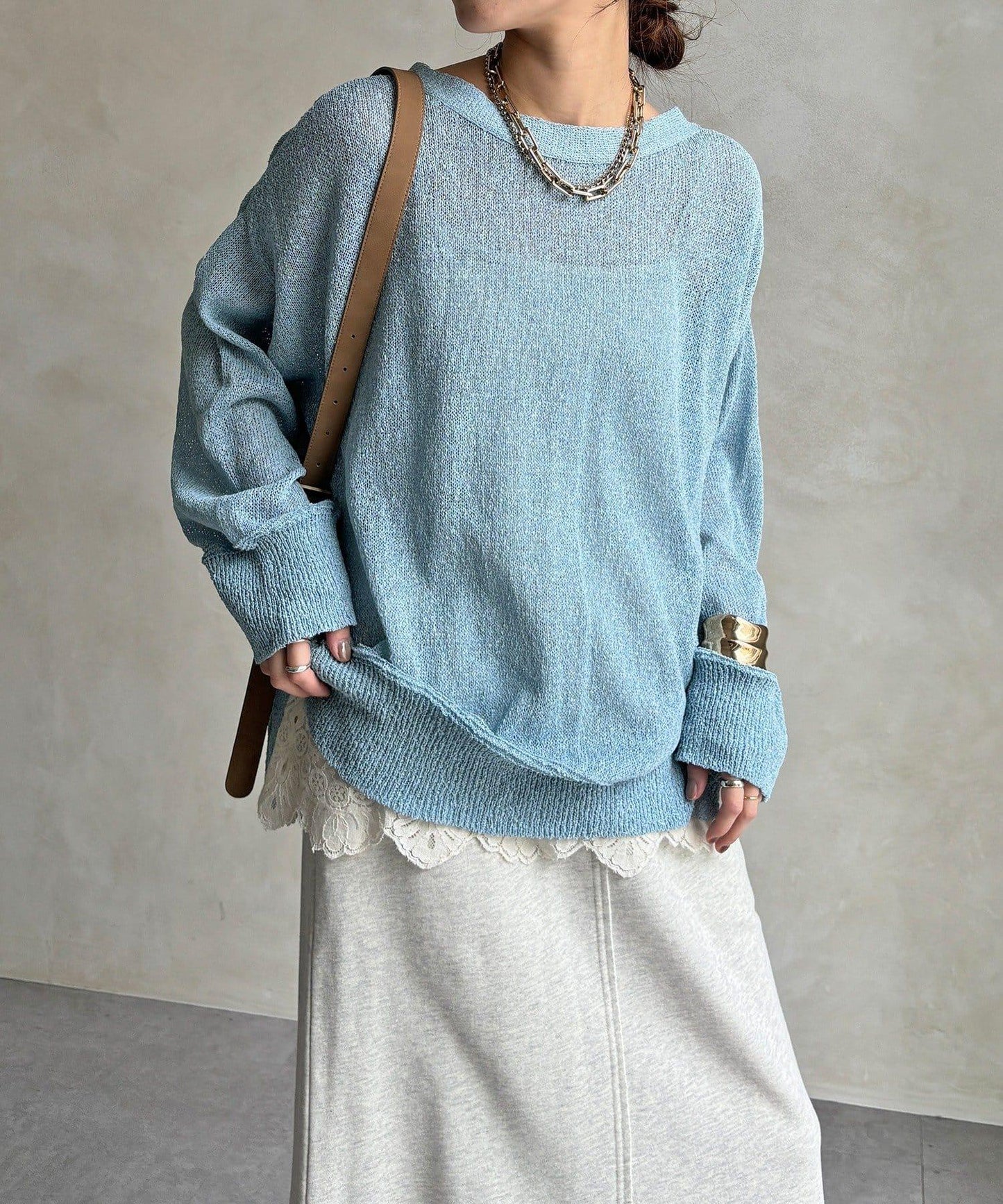 前後兩穿紙紗設計針織開衫（款）