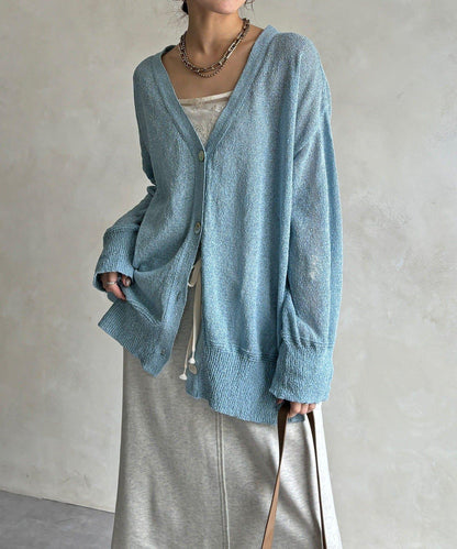 前後兩穿紙紗設計針織開衫（款）