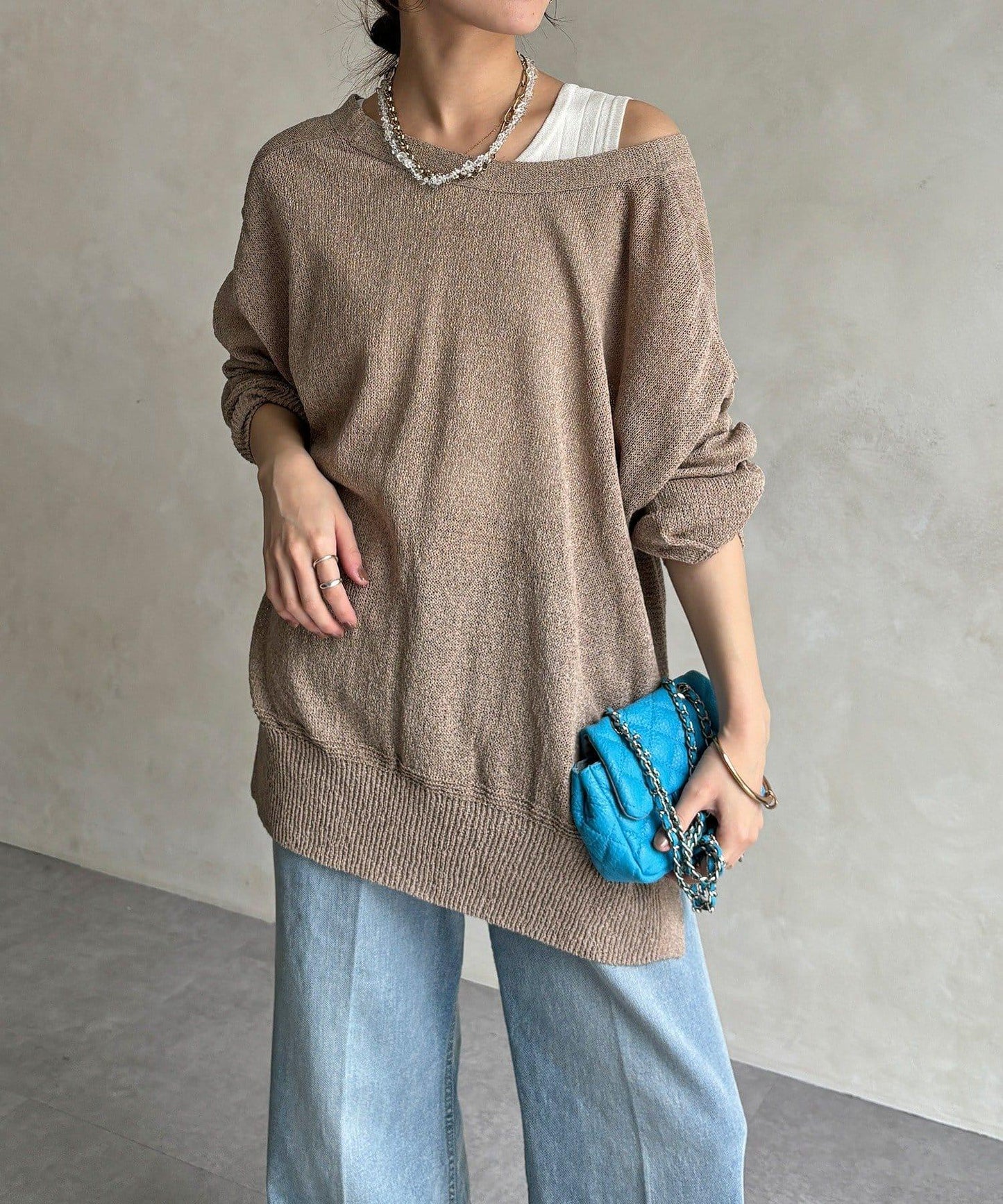 前後兩穿紙紗設計針織開衫（款）