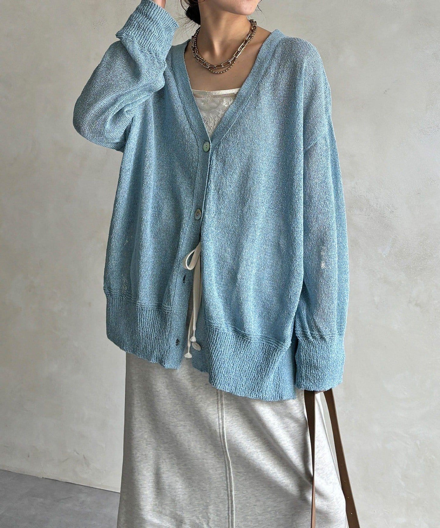 前後兩穿紙紗設計針織開衫（款）