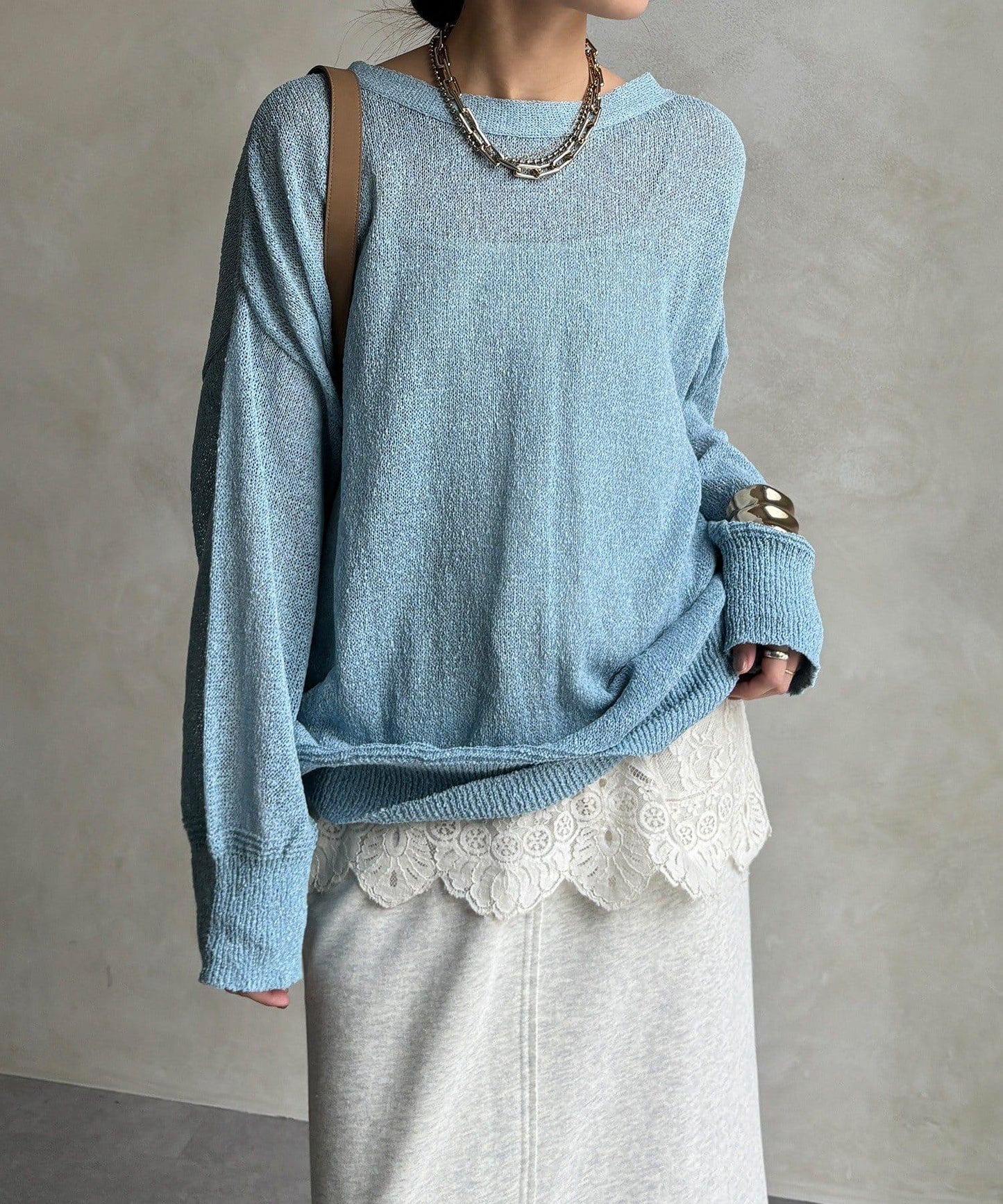 前後兩穿紙紗設計針織開衫（款）