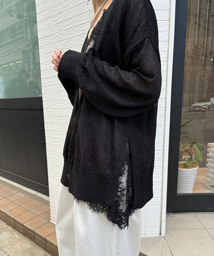 前後兩穿紙紗設計針織開衫（款）