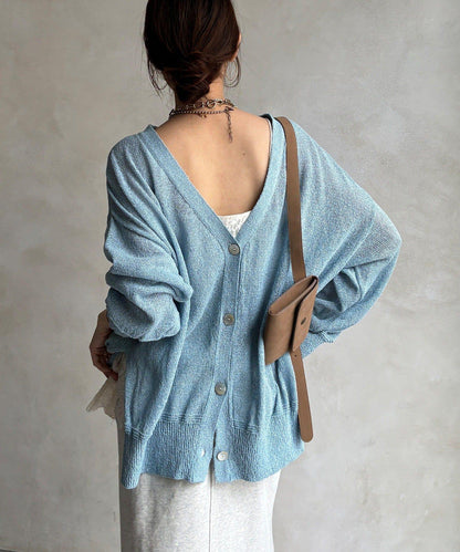 前後兩穿紙紗設計針織開衫（款）