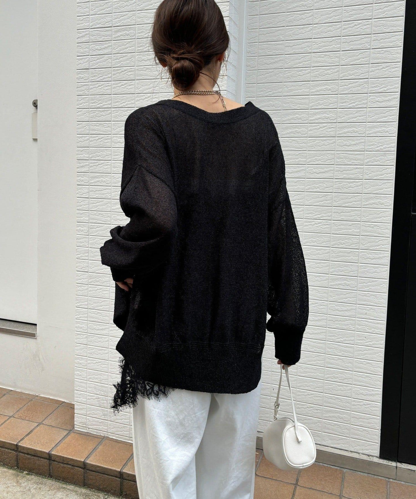 前後兩穿紙紗設計針織開衫（款）