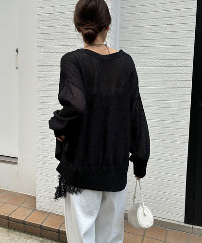 前後兩穿紙紗設計針織開衫（款）