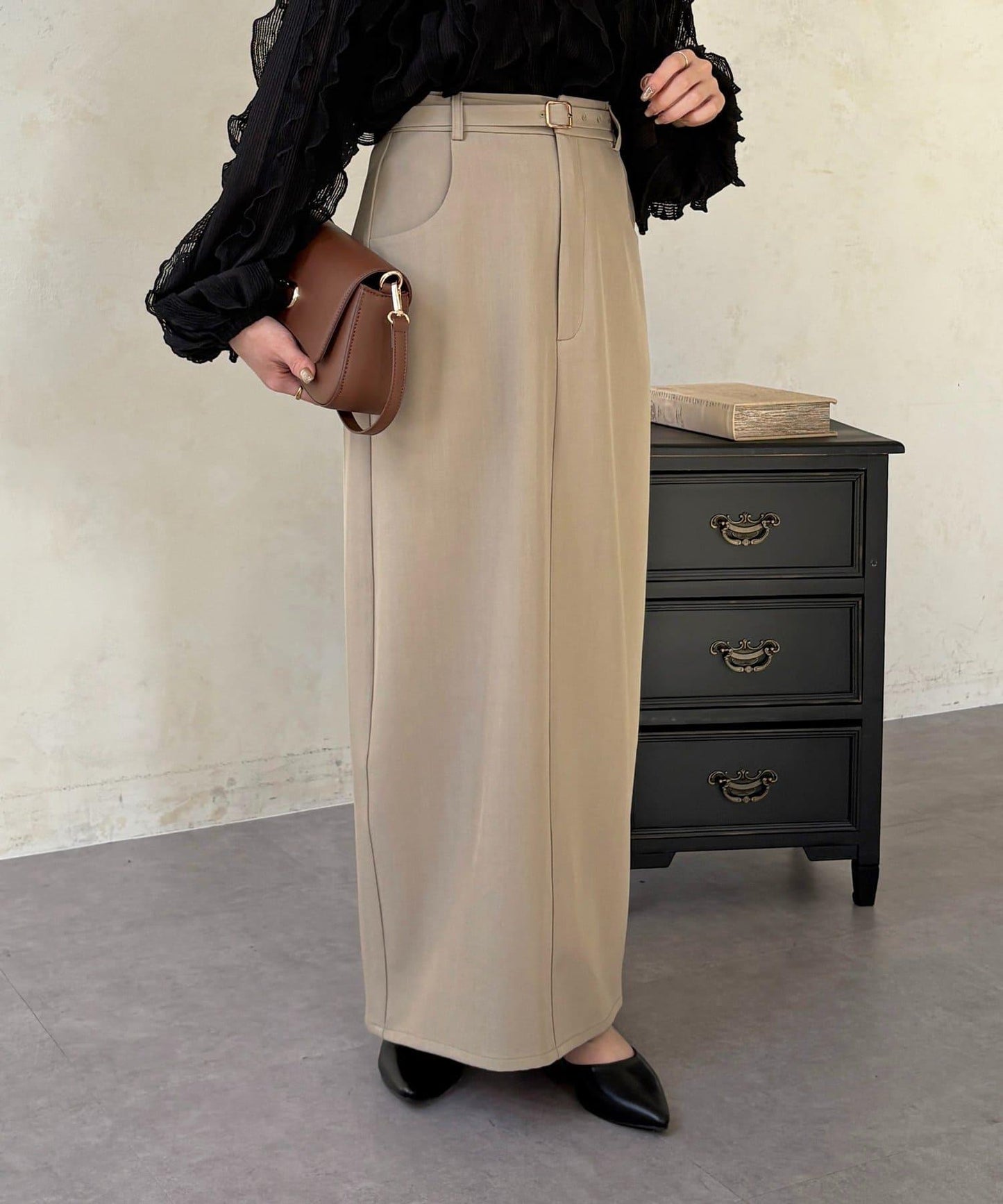 腰帶設計窄版半身裙