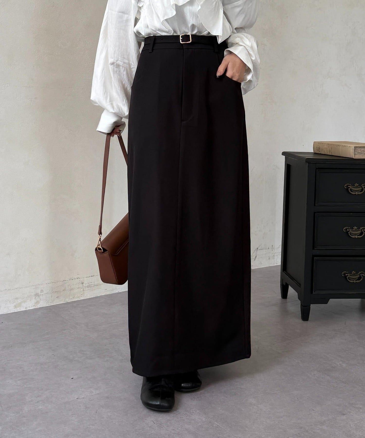 腰帶設計窄版半身裙