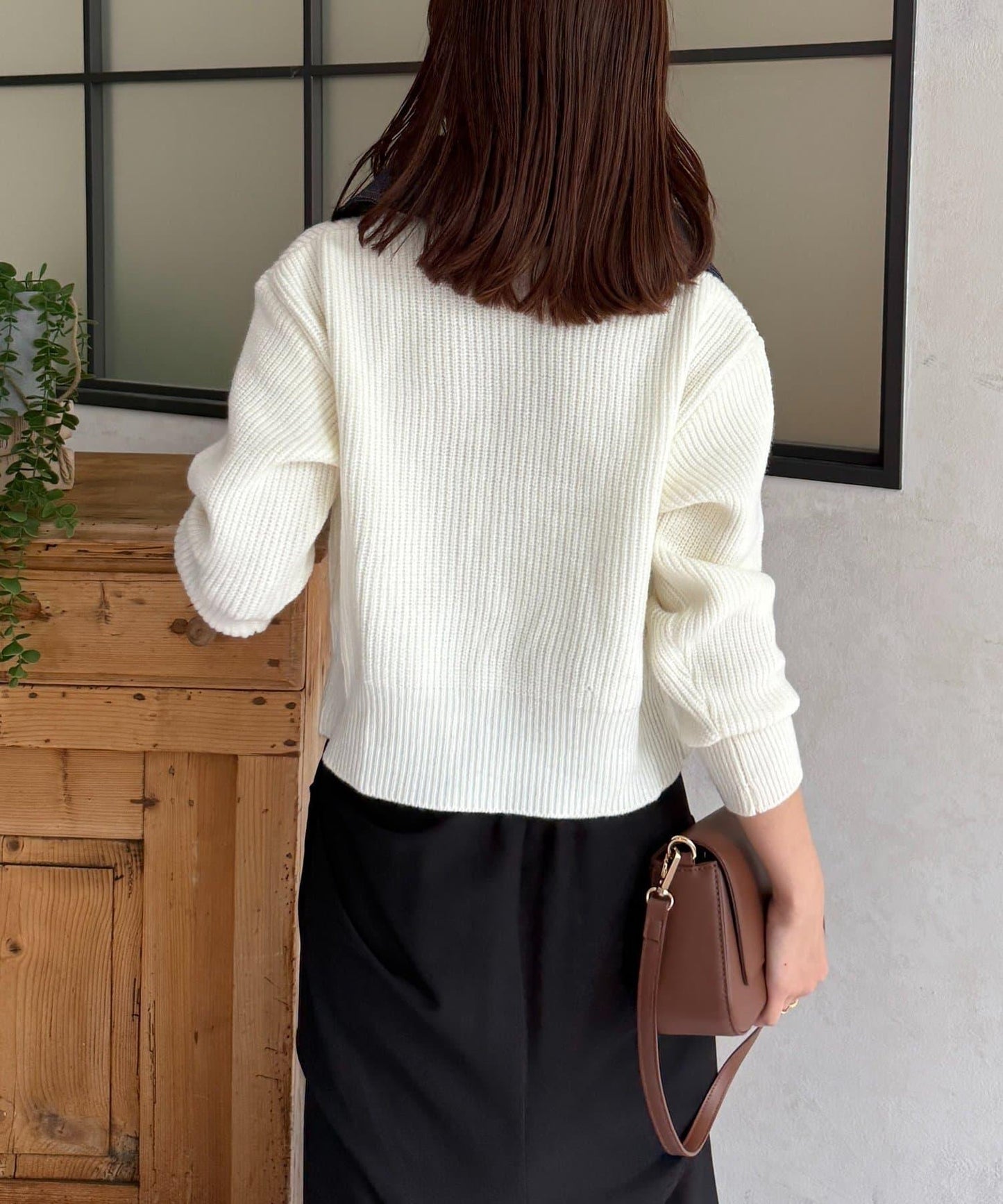 牛仔拼接雙拉鍊針織開衫