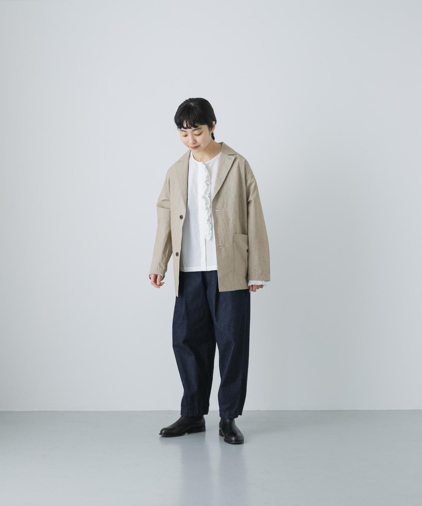 中性棉質剪裁西裝外套