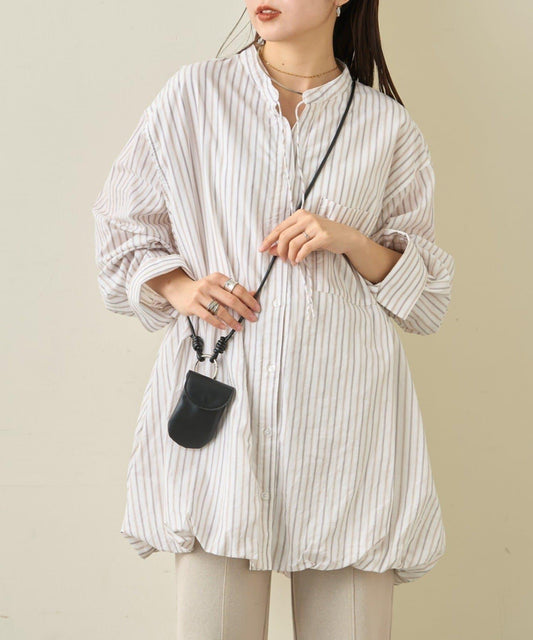 多款圖案 氣球下襬 長款襯衫