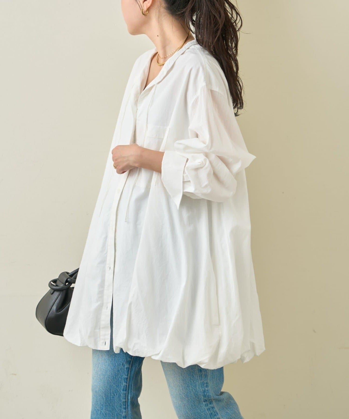 多款圖案 氣球下襬 長款襯衫