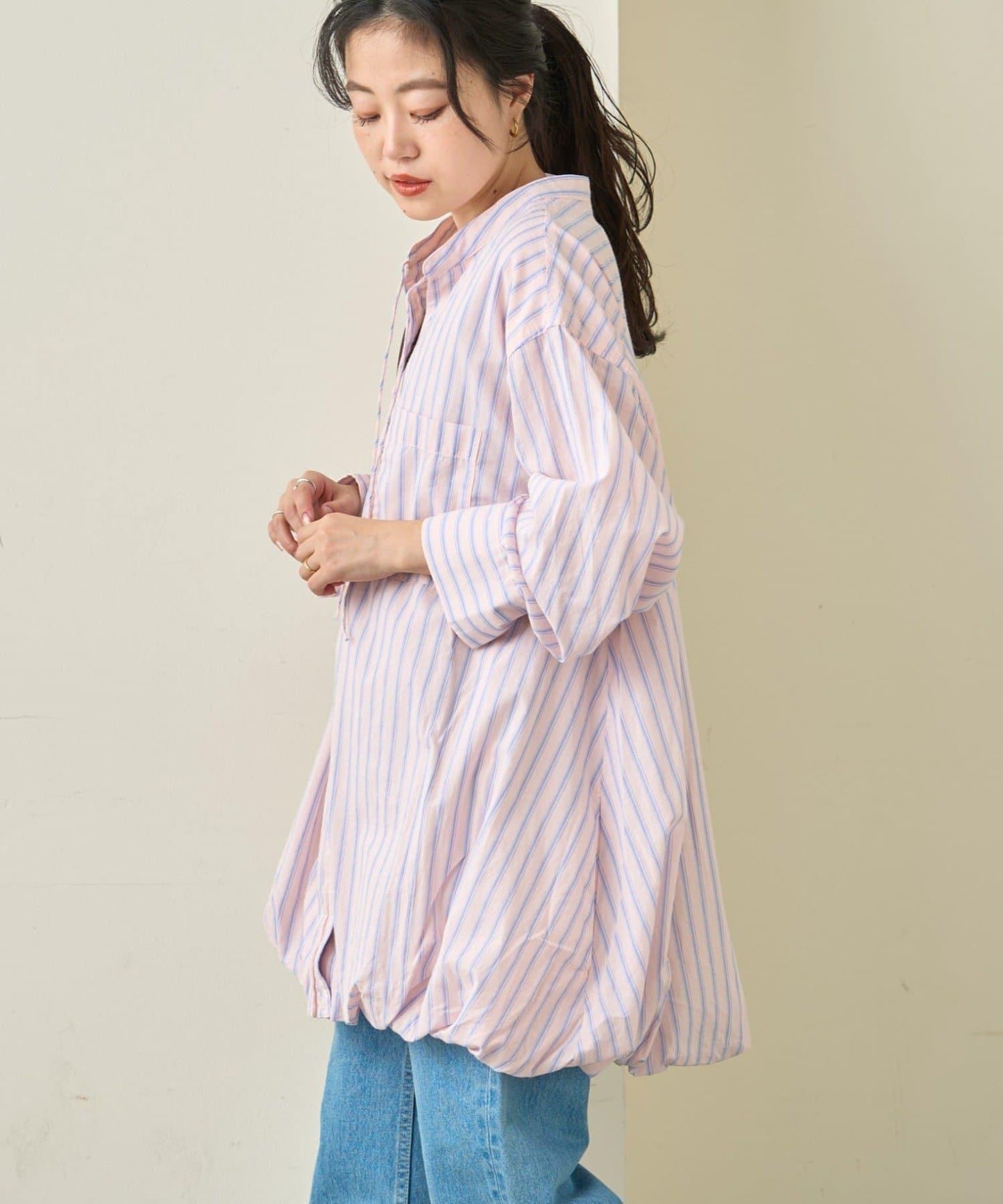 多款圖案 氣球下襬 長款襯衫