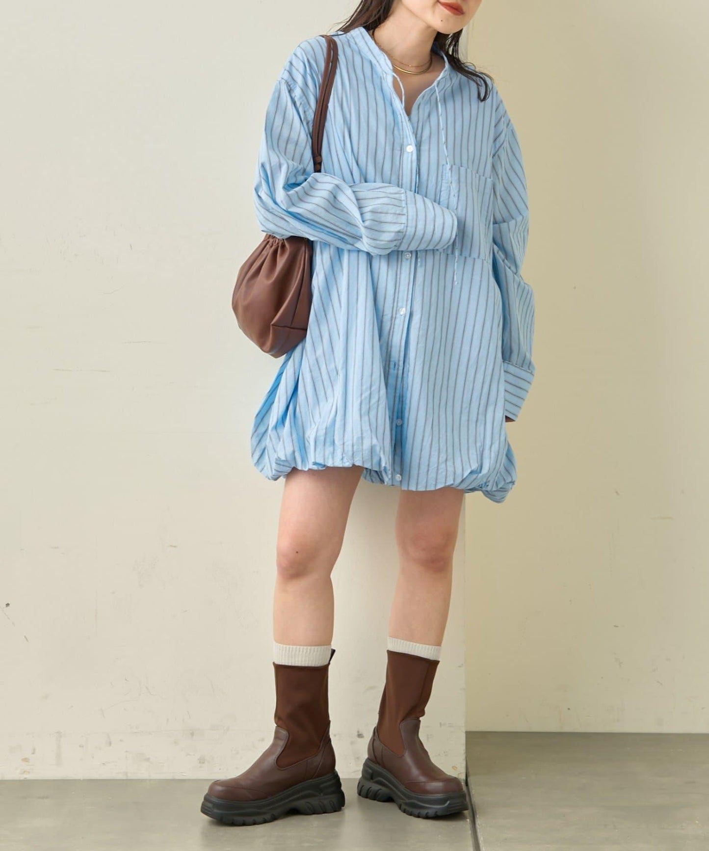 多款圖案 氣球下襬 長款襯衫