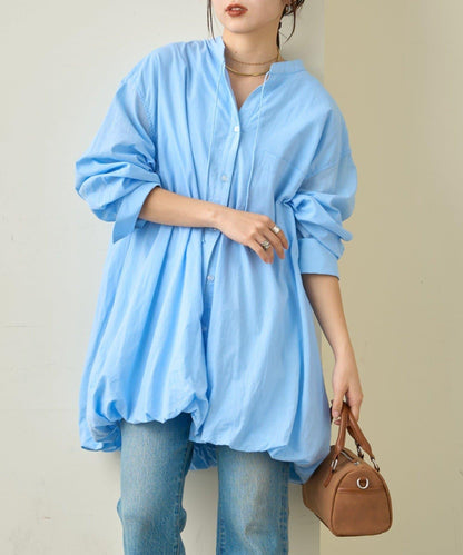 多款圖案 氣球下襬 長款襯衫