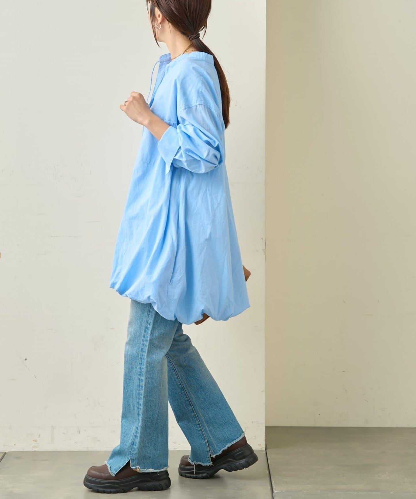 多款圖案 氣球下襬 長款襯衫