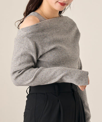 四色可選 B 附吊帶一字肩針織上衣