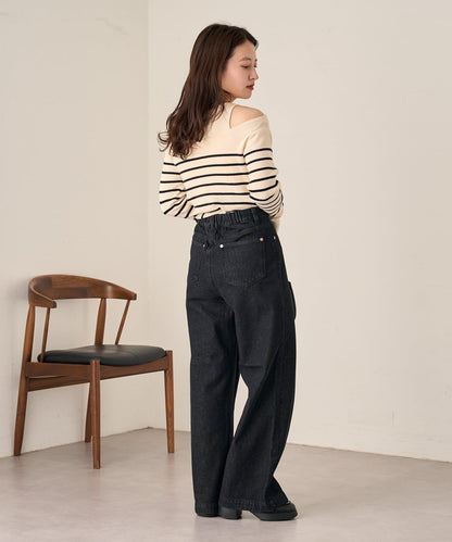 四色可選 B 附吊帶一字肩針織上衣